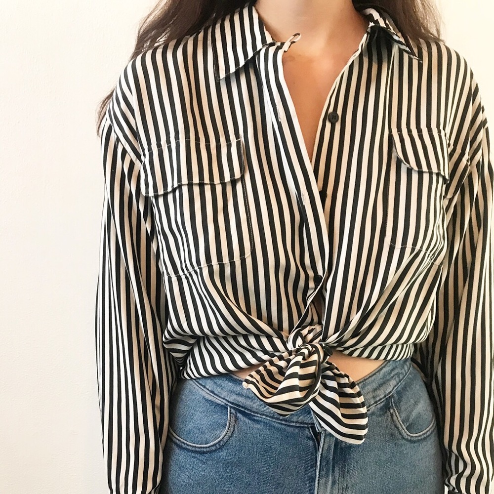 Vintage Silk striped buttondown
